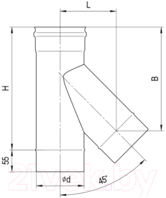 Тройник для дымохода Ferrum 135° 430/0.8мм Ф115 / f4618