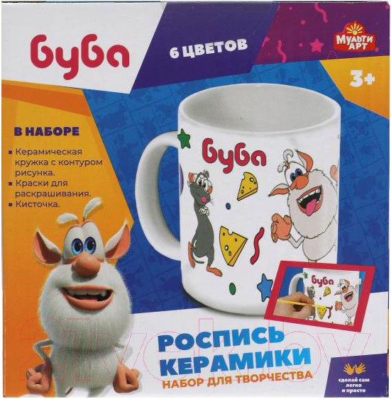 Набор для творчества MultiArt Кружка для росписи Буба/ 100MUG-BU