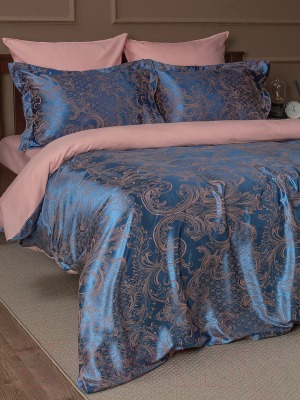 Комплект постельного белья Buenas Noches Сатин Жаккард Dolce 2.0 / 25522 (голубой/розовый)