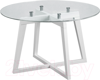 Журнальный столик Мебелик Рилле 445 (белый/стекло прозрачное круг)