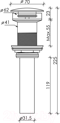 Донный клапан Ceramica Nova CN2000MDH (матовый темный антрацит, без перелива)