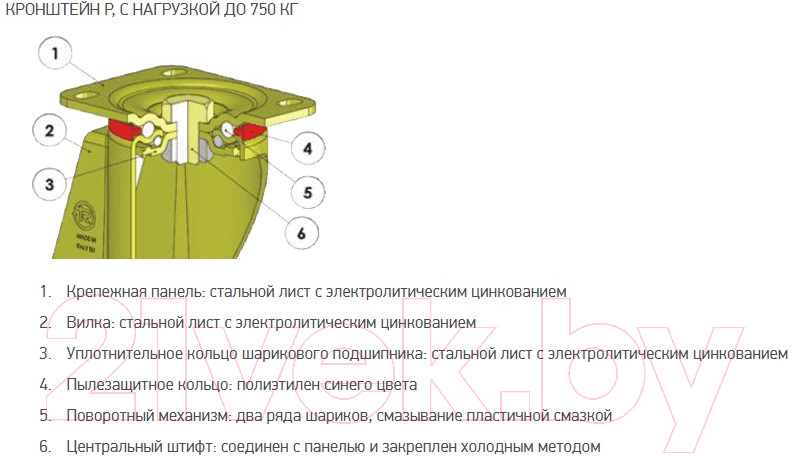 Опора колесная для тележки складской Tellure Rota 627704