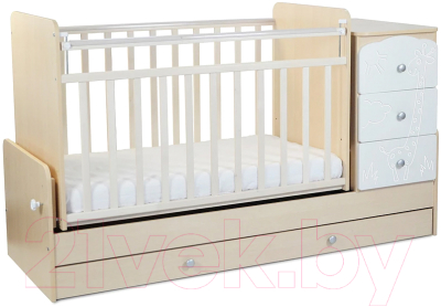 Детская кроватка СКВ Жираф / 950039-1 (бежевый/белый)