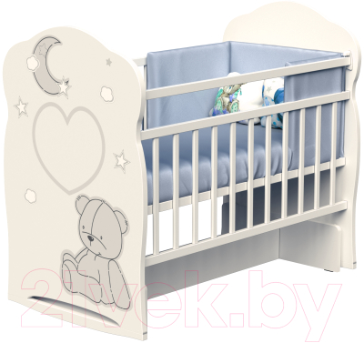 Детская кроватка VDK Bear And Moon колесо-качалка с маятником