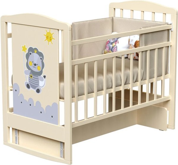 Детская кроватка VDK Happy Lion колесо-качалка с маятником