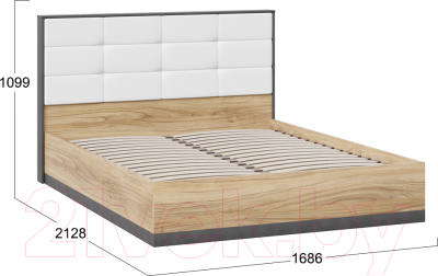 Двуспальная кровать ТриЯ Рико 1686x2128x1099 ТД-340.01 (белый глянец/матера/яблоня беллуно)