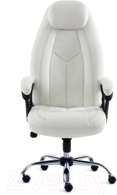 Кресло офисное Tetchair Boss люкс кожзам/хром (белый)