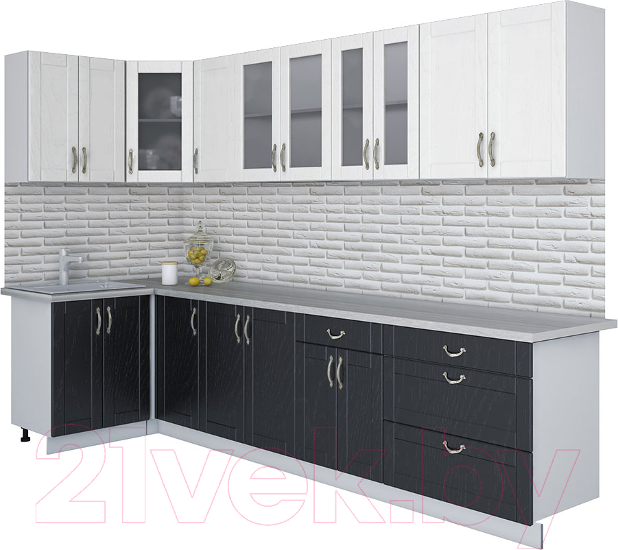 Кухонный гарнитур Interline Мила Крафт 1.2x3.2 (дуб английский/дуб полярный)