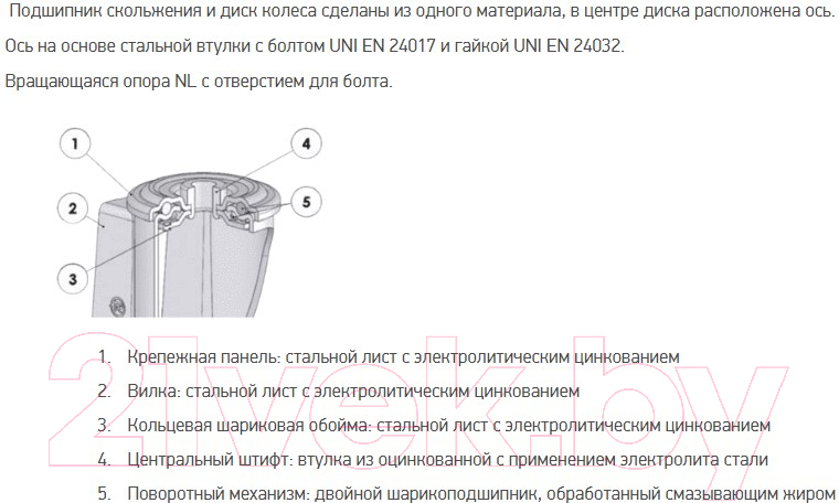 Опора колесная для тележки складской Tellure Rota 686704