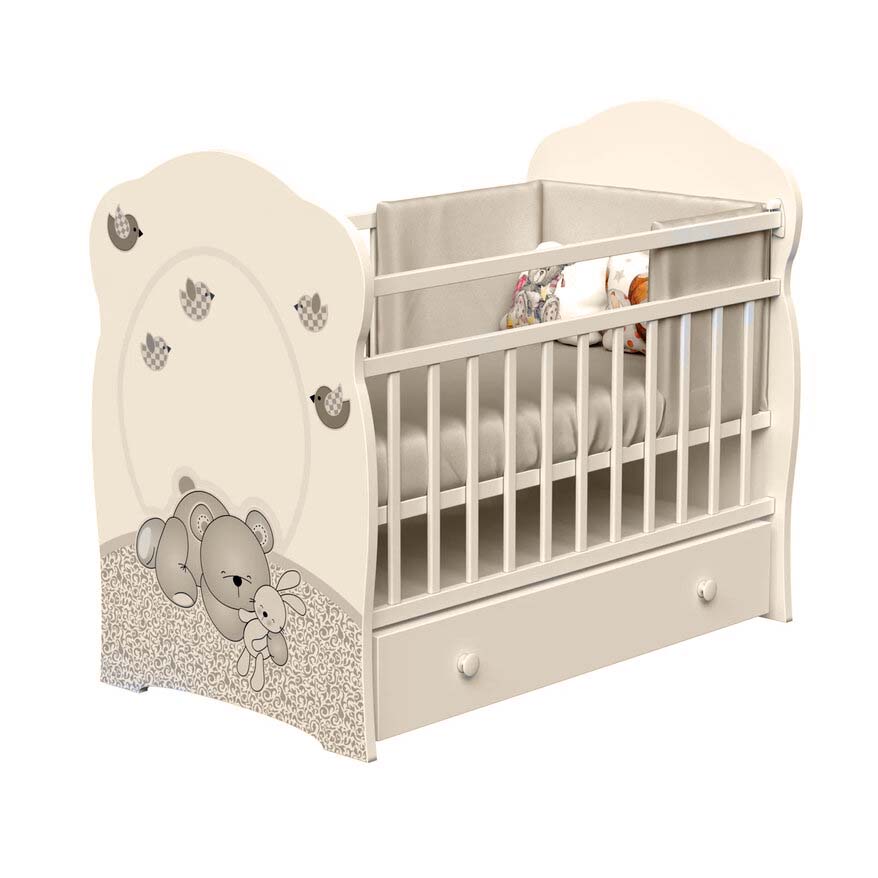Детская кроватка VDK Sleppy маятник с ящиком (слоновая кость)