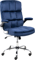 Кресло офисное AksHome Caesar Chrome (вельвет темно-синий) - 