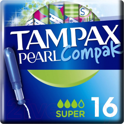 Тампоны гигиенические Tampax Compak Pearl Super (16шт)