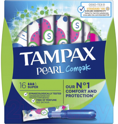 Тампоны гигиенические Tampax Compak Pearl Super (16шт)