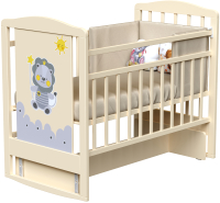 Детская кроватка VDK Dream Happy Lion поперечный маятник (Milky) - 