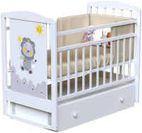 Детская кроватка VDK Dream Happy Lion маятник с ящиком (Bianco) - 