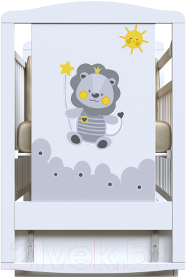 Детская кроватка VDK Dream Happy Lion маятник с ящиком (Bianco)