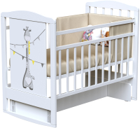 Детская кроватка VDK Dream Dino поперечный маятник (Bianco) - 