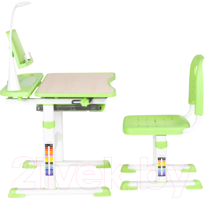 Парта+стул Anatomica Avgusta с ящиком и подставкой (клен/зеленый)