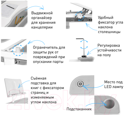 Парта+стул Anatomica Avgusta с ящиком и подставкой (клен/зеленый)