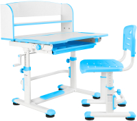 Парта+стул Anatomica Legare с надстройкой и ящиком (белый/голубой) - 