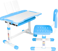 Парта+стул Anatomica Vitera с ящиком и подставкой (белый/голубой) - 