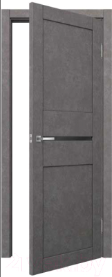 Дверь межкомнатная MDF Techno Dominika Loft 601 60x200 (бетон серый/лакобель черный)
