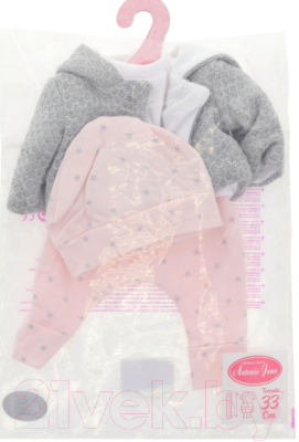 Аксессуар для куклы Antonio Juan Серая куртка, кофта, ползунки, шапка / 91033-10