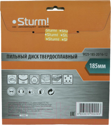 Пильный диск Sturm! 9025-185-20/16-12