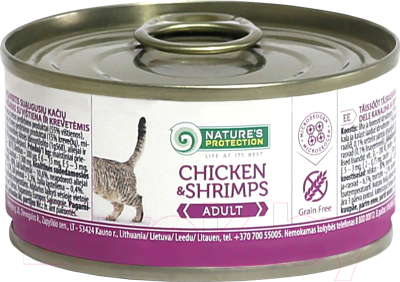 Влажный корм для кошек Nature's Protection Adult Cat Chicken & Shrimps / KIK45098 (100г)