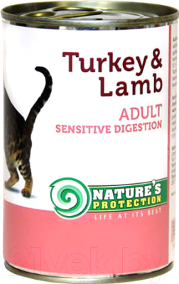 Влажный корм для кошек Nature's Protection Cat Sensible Digestion Turkey & Lamb / KIK24635 (400г)