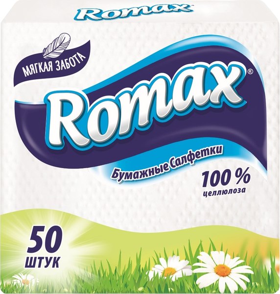 Бумажные салфетки Romax Белые (50шт)
