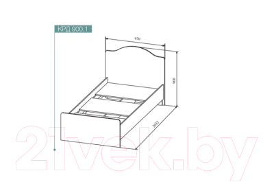 Односпальная кровать ДСВ МС Ki-Ki КРД 900.1 (белый)