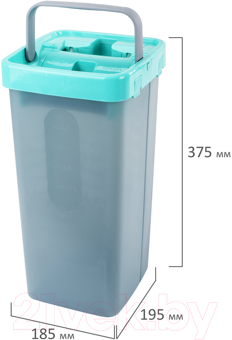 Набор для уборки Laima Compact Mop Швабра с отжимом и двухкамерным ведром 7л / 607389 (3 насадки) — фото 8