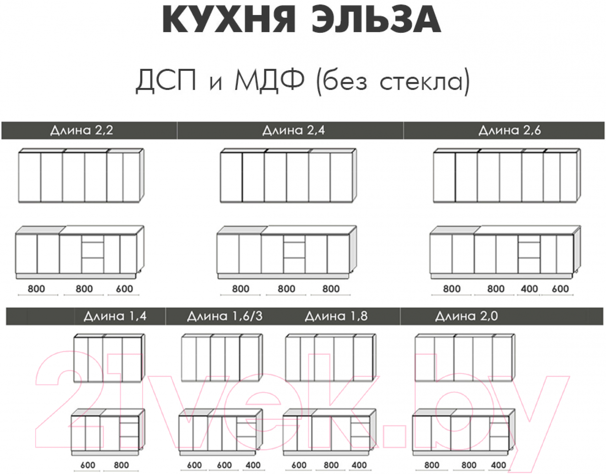 Готовая кухня Артём-Мебель Эльза СН-114 без стекла МДФ 1.4м