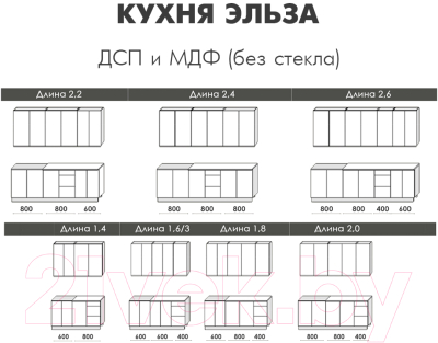 Готовая кухня Артём-Мебель Эльза СН-114 без стекла МДФ 1.6/3м (олива грин)
