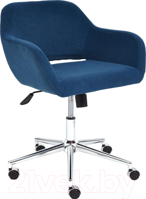 Кресло офисное Tetchair Modena хром/флок (синий 32)