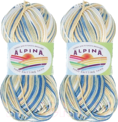 Набор пряжи для вязания Alpina Yarn Katrin №155 (2x140м, желтый/синий/белый/салатовый)