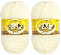 Набор пряжи для вязания Adelia Olivia 100г 250м±10м №01 (белый, 2 мотка) - 