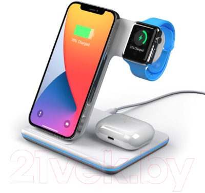 Зарядное устройство беспроводное Deppa Charging Stand Neo: iPhone, Apple Watch, Airpods 20Вт / 24017 (белый)