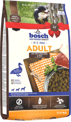 Сухой корм для собак Bosch Petfood Adult Duck&Rice (3кг)
