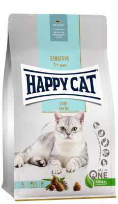 Сухой корм для кошек Happy Cat Sensitive 1+ years Light 36/9 Домашняя птица / 70603 (1.3кг)