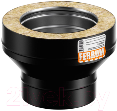 Переходник для дымохода Ferrum 430/0.8 мм + нерж / эмаль /600° черный Ф150x210 / f6127