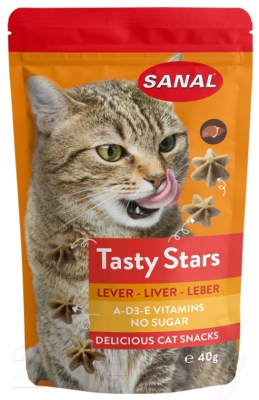 Лакомство для кошек Sanal Tasty Stars Liver / 3880SC (40г)