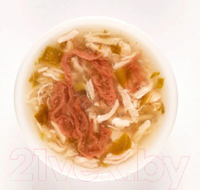 Влажный корм для кошек Деревенские лакомства Суп из курицы с говядиной и шпинатом (35г)