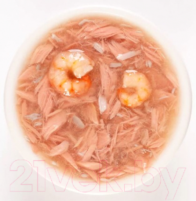 Влажный корм для кошек Деревенские лакомства Суп из тунца с креветками и крабом (35г)