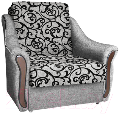 Кресло-кровать Асмана Виктория (рогожка завиток черный/рогожка серый)