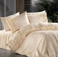 

Комплект постельного белья Zebra Casa, Сатин с кружевом Евро / N169 Evorium Capp