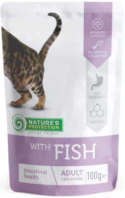 Влажный корм для кошек Nature's Protection Cat With Fish Intestinal Health / KIK45194 (100г)