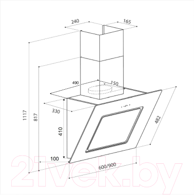 Вытяжка наклонная Lex Luna 600 / CHAO000358 (слоновая кость)