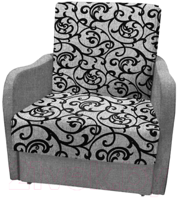 Кресло-кровать Асмана Виктория-1 (рогожка завиток черный/рогожка серый)